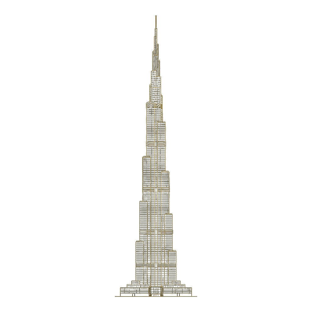 Burj Khalifa Gold Lineart