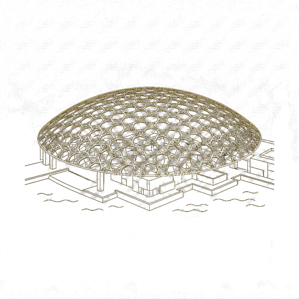 Louvre Abu Dhabi Gold Lineart